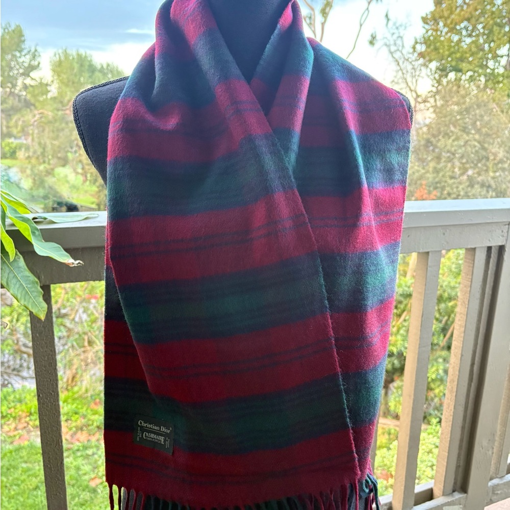 Christian Dior Red Green Blue Plaid Men’s Scarf